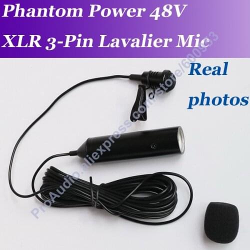 MICWL ME5 Cardioid Mic Phantom Power XLR 3Pin Lavalier Microphone with Lapel Clips Windscreen 5m cable