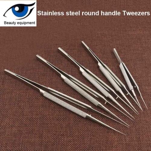 Microscopic tweezers surgical tools ophthalmology titanium alloy instrument round handle platform with gingival straight elbow
