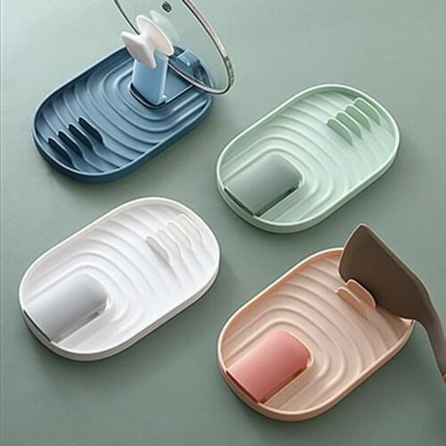 Multifunctional Kitchen Spoon Holder Folding Pot Lid Rack Stand Spoon Rest Plastic Pot Cover Holder Pad Kitchen Storage rack