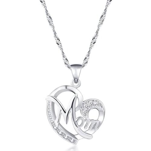 Fashion Women Necklaces Jewelry Heart Love for Mom Pendant Copper Necklace Jewelries Chain Trinket Flawless Gift For Mom