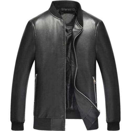 Black brown motorcycle leather jacket men warm plus velvet thicken pu clothes mens leather jackets and coats biker B412
