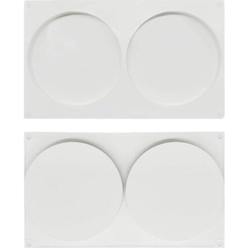 2Cavity Large Round Disc Candy Silicone Mold Shallow Cylinder Cake Fondant Mould