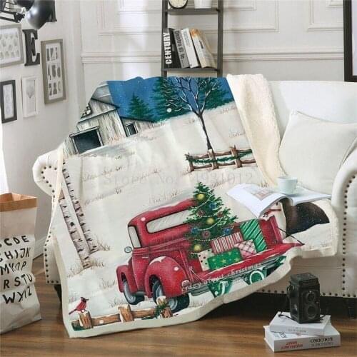 Christmas Tree House Throw Blanket Warm Sofa Blanket Bedspread Velvet Plush Coral Fleece Sherpa Throw Blanket For Bed Sofa
