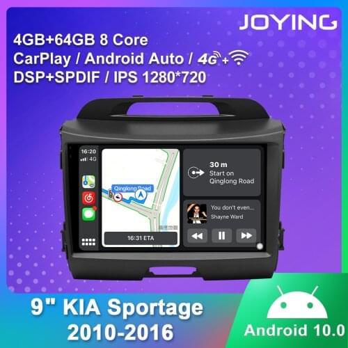 JOYING 9 Inch Car Multimedia Player With Carplay And Steering Wheel Android Auto 1280*720 IPS DSP For Kia Sportage 2010-2016
