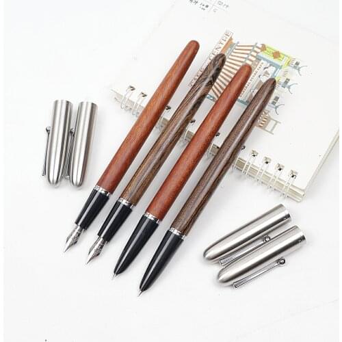 Luxury Fountain Pen Wood+Metal 0.38/0.5mm High Quality Retro Style Ink Fountain pens For Office School Writing Supplies Gift