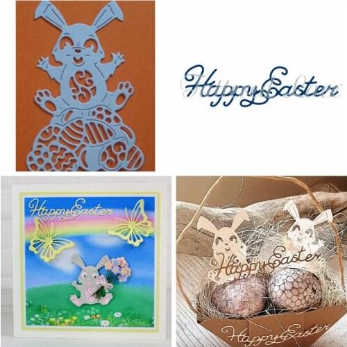 Happy Easter Rabbit Metal Cutting Dies Stencils for DIY Scrapbooking Embossing Easter Decoration Paper Card Craft Die New 2019