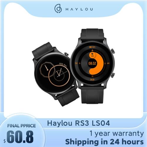 Youpin Haylou RS3 LS04 Smart Watch 1.2-Inch AMOLED Screen GPS 5ATM Waterproof Heart Rate Monitor Sport Smartwatch Android