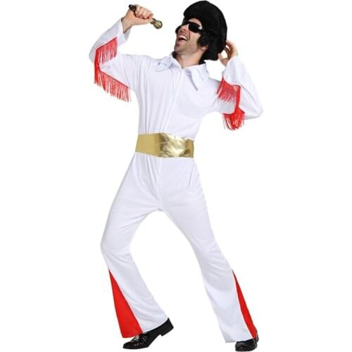 SNAILIFY Retro Mens Rock and Roll Elvis Presley Cosplay Halloween Costume For Adult Carnival Party Performance Outfit