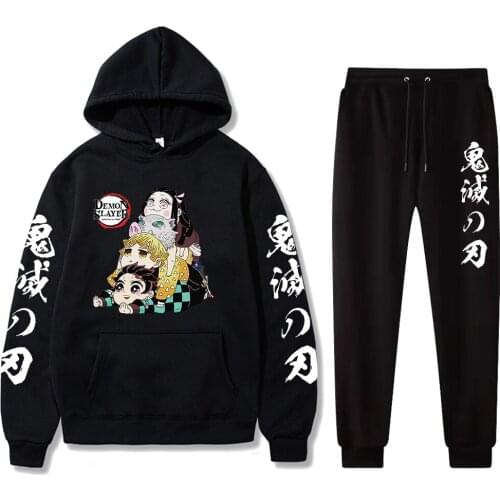 Japanese Anime Demon Slayer Kimetsu No Yaiba Hoodie My Hero Academia Hoodies Pants Men Women Tracksuits Casual Jogging Suits