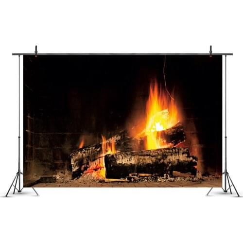 Flame Burning Fireplace Christmas Backdrop Family Festival Table Decoration Banner Children Custom Vinyl Photography Background
