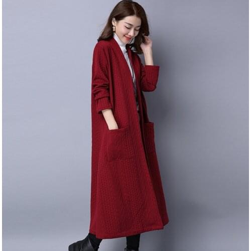 Wine Vintage Red Especially Female Trench Coat Para As Mulheres Long Coat Female Spring Autumn Plus Size Cardigan Abrigo