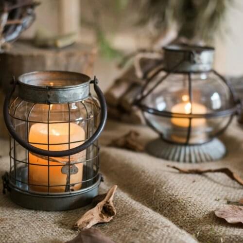 Vintage Glass Candle Holder Lantern Crystal Rustic Glass Candle Holder Crystal Moroccan Windproof Kaarshouder Home Decor JJ60ZT