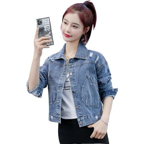 High quality denim jacket women loose short 2020 spring autumn new womens Korean long-sleeved wild net red denim womens