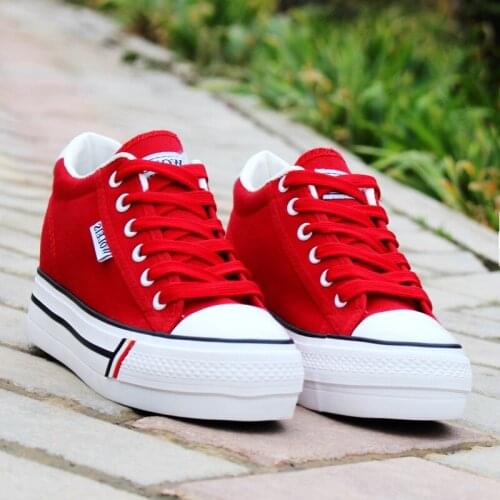 Spring New Fashion girl Canvas Sneakers Shoes Women Flats Platform Casual Shoes Lady high heels wedge platform Shoes MD-28