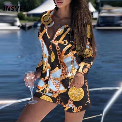 Vintage Print Shirt Shorts Suit Long Sleeve 2 Piece Set Women Summer Casual Outfits Autumn Sexy Female Suits 2021 Streetwear