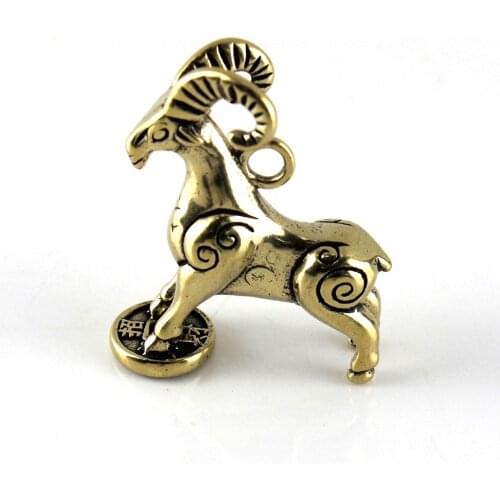 1pcs Solid Brass Sheep Pendant Decoration Animal Design Leather Bag Wallet Chain Decor Parts Pendant Jewelry Table Decoration