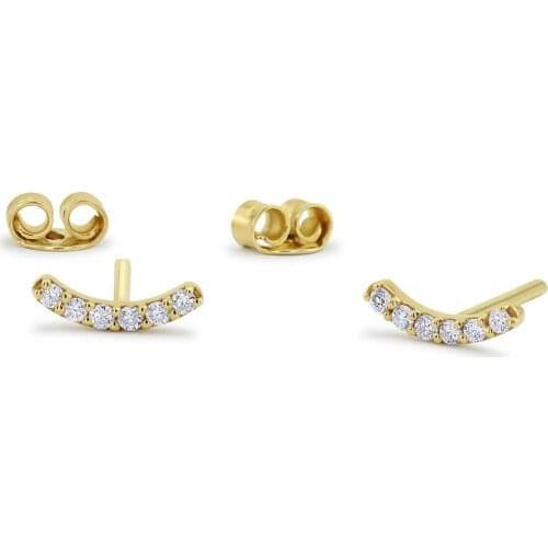 100% Real Natural Minimal Diamond Stud Earrings Mirco Pave 0.1ctw 1.1mm 12pcs Diamond Earrings 144k Yellow Gold For Lady