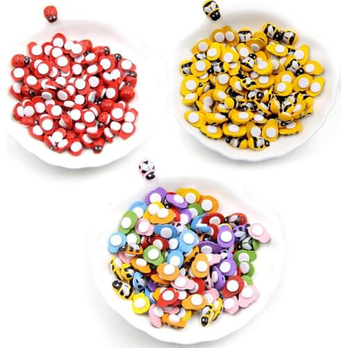 100PCS Colorful Ladybug Bee Wooden 3D Wall Stickers Sponge Self-adhesive Stickers Fridge/Wall Sticker Kids Scrapbooking Baby Toy