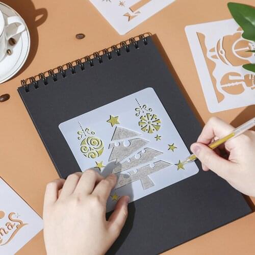 12 Sheets Christmas Painting Drawing Stencils Templates for DIY Craft Wooden Sign Greeting Cards Photo Album Scrapbook 5x5in