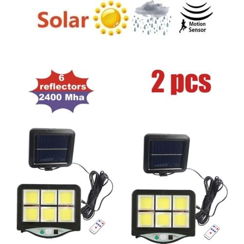 2pcs seperable Solar Light Street Lamp 128 COB Induction LED Solar powered Waterproof PIR Motion sensor for Garden Courtyard Lig