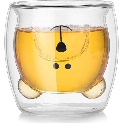 250ML Mug Glasses with Double Bottom Creative Coffe Cup Resistant Kungfu Tea Mug Milk Juice Cup Drinkware Christmas gift