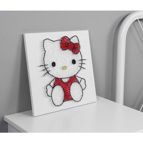 3D yarn painting String drawing String Art decompression parent-child DIY handmade material package Childrens gift hellokitty