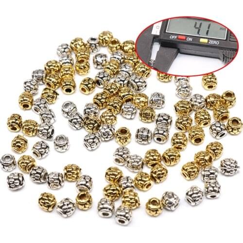 4MM 100pcs Metal Vintage Silver color Beads plated loose Beads Alloy Spacer Beads Handmade Jewelry Findings Components