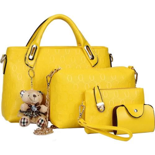 4Pcs/Set Women Elegant PU Leather Handbag Shoulder Bag Fashion Wild Solid Color Messenger Tote Pack Clutch 2020 Hot Sale