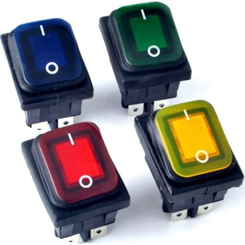 4PIN Heavy Duty Waterproof Rocker Switch 220V Light Illuminated 16A 250VAC 20A 125VAC DPST Switch