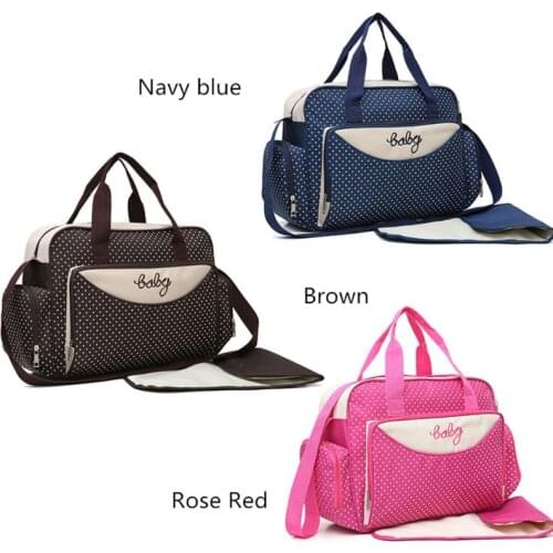 5Pcs/Set Multifuntional One Shoulder Diaper Bag Tote Large-Capacity Polka Dot Mummy Maternity Travel Handbag Bottle Holder for M