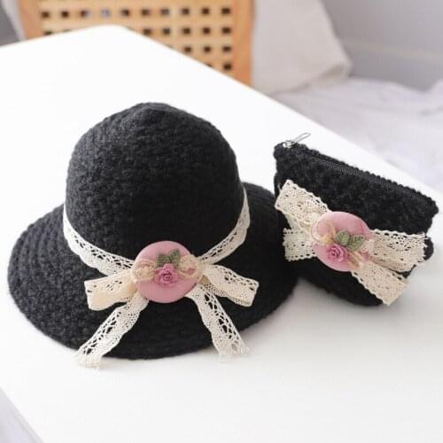 Aitonoble Winter Hats Warm Knitting Winter Hat Cotton Bucket Hat and Bag Set