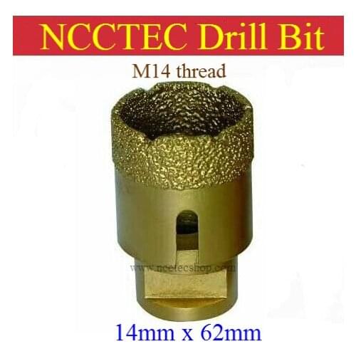 [M14 thread] 14mm diameter NCCTEC Diamond Vacuum Brazed drill Bits CD14VBM14 FREE shipping | 0.55'' 9/16'' drill coring tools