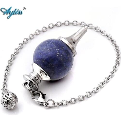 Ayliss Pendulum for Dowsing Divination Healing Point Chakra Ball Bead Wicca Chain Dyed Lapis Bracelet Dowsing Pendulum Jewelry