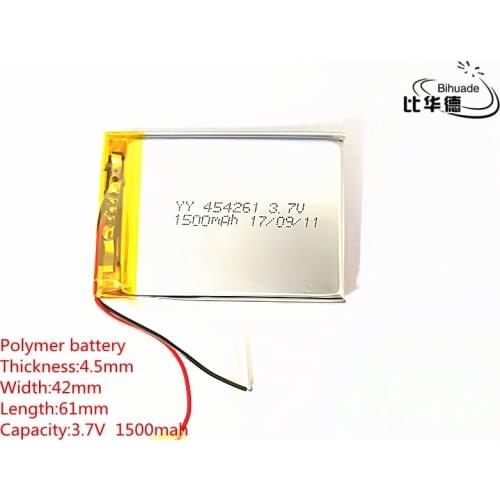 Free shipping 10pcs/lot 3.7V thium polymer battery 454261 MP3 MP5 GPS Bluetooth small stereo 1500 mAh