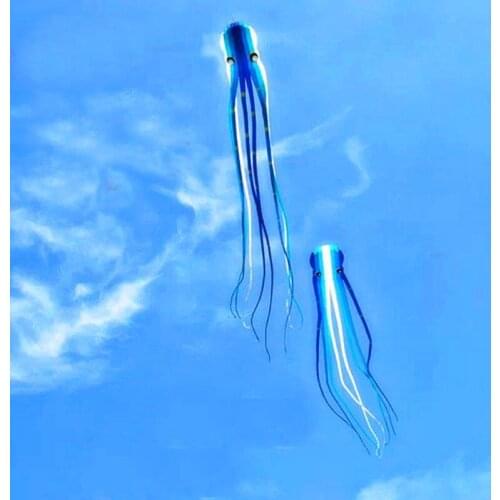 Free shipping high quality soft kite blue octopus ripstop nylon kite reel fly in sky weifang kite surfing outdoor toys factort