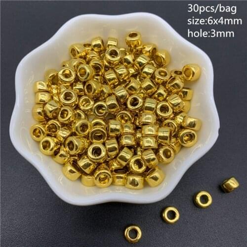 30pcs/Lot 6x4mm Oval Shape Gold Connector Alloy Beads Cap Ancient Golden Charms Beads For Jewelry Making