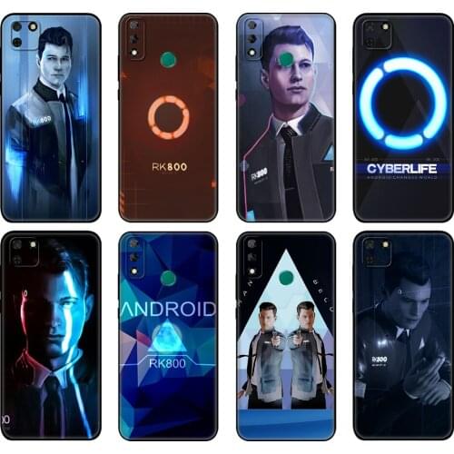 Black tpu Case For Huawei Y9S Y6S Y8S Y5P Y7P Y8P Case For Huawei Y5 lite Prime Y6 Cover Detroit Become Human RK800 Connor