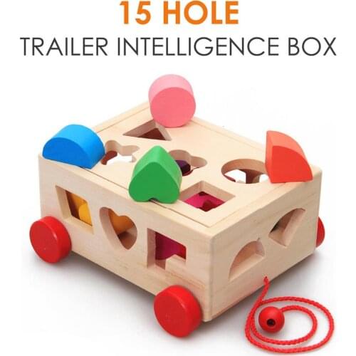 Wooden Shape Sorter Building Blocks Intelligence Box Cognitive Matching Building Block Toy Toddler Educational Montessori Toys