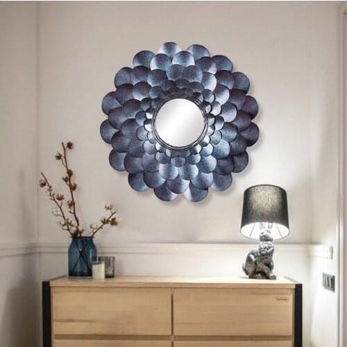 French Wrought Iron Wall Hanging Decorative Mirror 3D Stereo Wall Decoration Crafts Home Livingroom Wall Sofa Background Murals