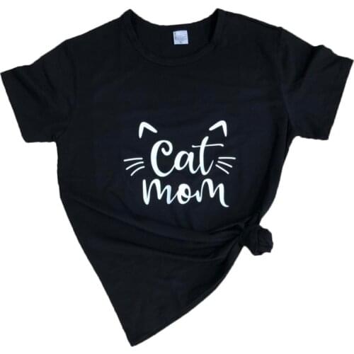 Cat Mom Harajuku T-Shirt Funny Stylish Graphic Grunge Tee Funny Cat Mother' Day Slogan Tops Vintage Cat Printed Grunge Camisetas