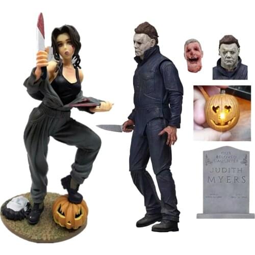 Halloween Horror John Carpenters Bishoujo Statue Ultimate and Michael Myers Pumpkin With Led Light Action Figure Model Toys Gif