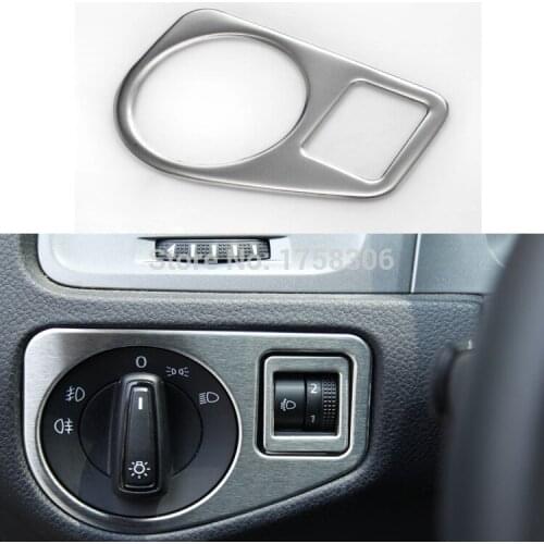 Car Headlight Switch Button Cover Shield Decoration Frame Sticker Stainless Steel Fit for Volkswagen VW Golf 7 MK7