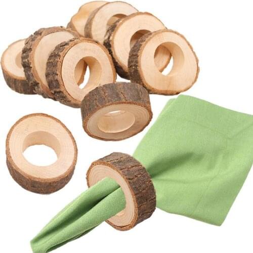 Natural Creative Wooden Unfinished Circle Wood Pendants Napkin Ring for Craft Making Hotel Table DIY Projects Wedding SN1414