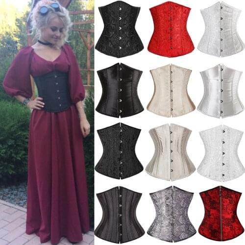 X Women Sexy Corset Underbust Waist Cincher Corsets Black White Red Gothic Corset Top Bustier Plus Size Corpete Corselet S-6XL