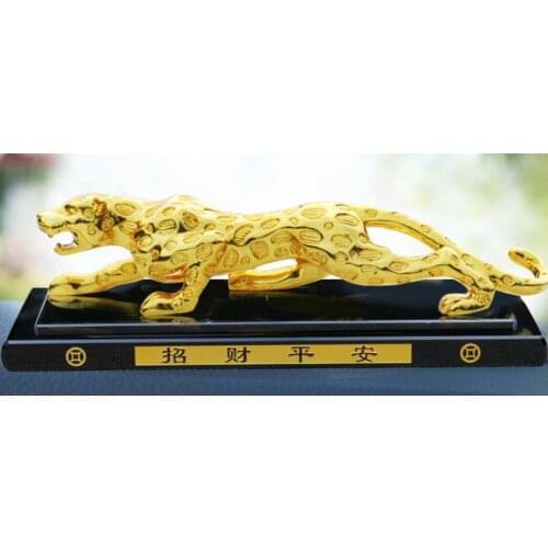 Creative money leopard high grade men ornaments handicraft wholesale Golden silver Leopard Resin luxury Animal Sculpture statue