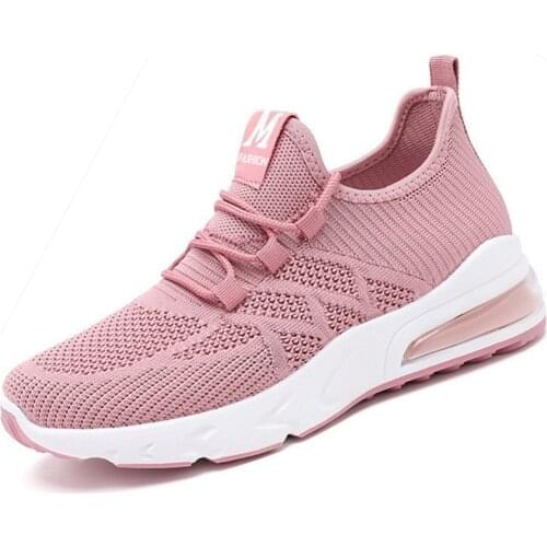 Running Shoes Lightweight Womens Sports Shoes Breathable Lace-up Brand Womens Shoes Air Cushion Training Shoes Pink Sneakers