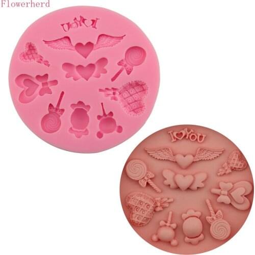Wings Love Lollipop Cake Mold DIY Silicone Fondant Mold Baking Tools Chocolate Candy Mold Cake Decorating Pastry Tools
