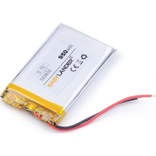 Li ion 503850 rechargeable li-ion battery 3.7v 950mah lithium polymer battery GPS DVR toys mp3 MP4 MP5 Speaker E-book