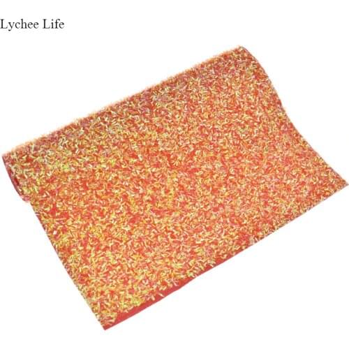 Lychee Life Fashion Glitter Artificial Leather Handmade Fabric DIY Clothes Sewing Accessories Patchwork Garment Crafts