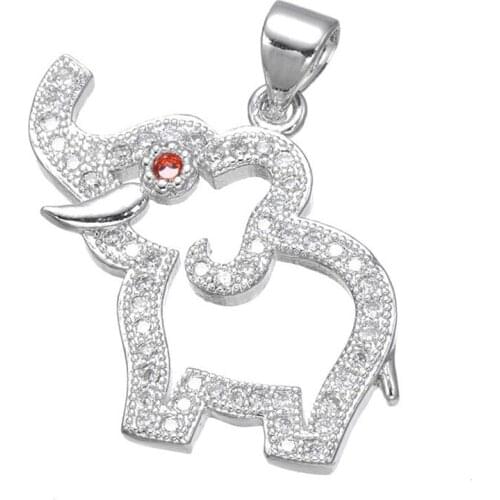 Copper Charms Pendant For Necklace Micro Pave CZ Elephant Charms For Men Women Jewelry 25*20mm Hole 3.2mm CHF333